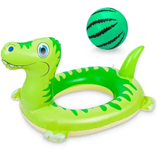 taonganui Dinosaurier Aufblasbar Schwimmreifen Kinder mit Wasserball Aufblasbar Schwimmring Kinder Spielzeug Schwimmtier Schwimmreifen für Junge, Mädchen