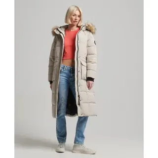 Superdry für Damen. W5011566A Langer Steppmantel Everest beige (L), Lässig, Polyester