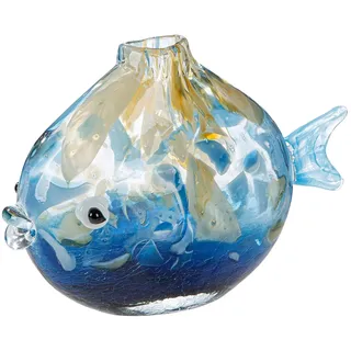 Gilde "Vase Fisch Kandaru blau", Vase, Glas, Fischoptik, maritim, Dekoration, Geschenkidee,