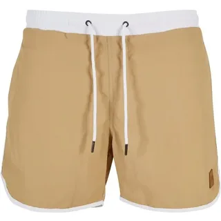 URBAN CLASSICS Badeshorts in white/unionbeige | Gr.: S