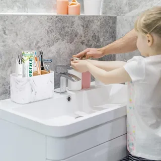 Zahnputzbecher marble Optik Badzubehör Tischplatte Kunststoff
