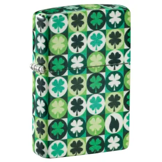 Zippo Sturmfeuerzeug - Modell Clover mit Kleeblättern - Green 540 Color, Glow-in-The-Dark - Nachfüllbar - Wiederverwendbar - Windfestes Design - Made in USA