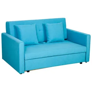Homcom Schlafsofa mit Bettfunktion, Polstersofa mit Stauraum, Rückenkissen, Schlafcouch für Wohnzimmer, Polyester, Holz, Hellblau,