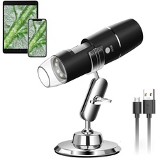 WADEO Digitales USB-Mikroskop, Tragbares WiFi-Mikroskop 50X-1000X Vergrößerung mit Endoskopie und 8 LED, Digitales Mikroskop für Android, iOS, Windows