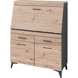Sekretär "Secret" aus MDF in graphit / Artisan Eiche. Abmessungen (BxHxT) 98x124x42 cm - Grau, Braun