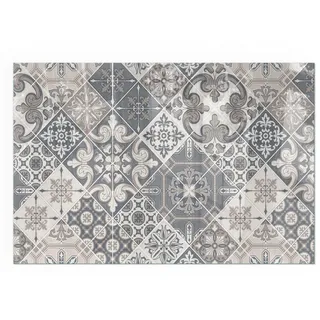 Tulup Kaminbodenplatte Dekoratives Mosaikmuster Glas 120 x 80 x 0,4 cm Grau