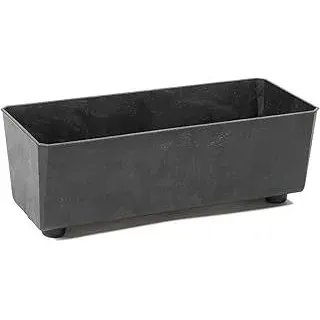 LAMELA Rechteckiger Pflanzkasten mit eleganten Füßen – Schwarzer Blumenkübel in Betonoptik aus robustem Kunststoff 37x17 cm, 6L – Wetterfest & Pflegeleicht - für Innen & Außen