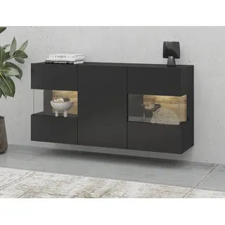 INOSIGN Sideboard »Ava, Breite 120 cm, hängend und stehend montierbar«, moderne grifflose Kommode, Anrichte, 3Türen, Eckverglasung