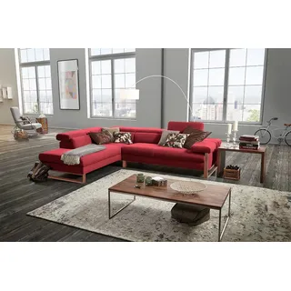 W.Schillig Eckcouch Leder 3-Sitzer Ruby Rot