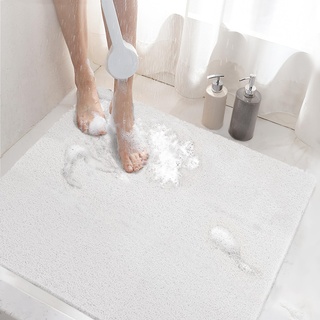 HITSLAM Duschmatte rutschfest, 60x60cm Badewannenmatte rutschfest mit Ablauf, Weiche PVC-Luffa Antirutschmatte Badewanne, Schnell Trocknende Badematte, Weiß