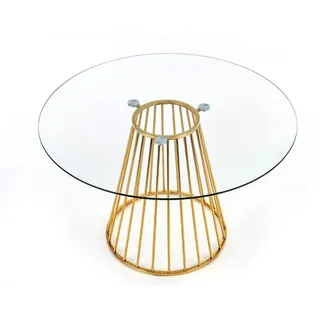 Halmar Rundes Glas Esstisch Liverpool - transparent / golden - Transparent