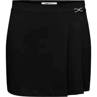 Minirock ONLY "ONLEVI LIFE HW SHORT SKIRT CC TLR", Damen, Gr. 36, schwarz, Web, Obermaterial: 95% Polyester, 5% Elasthan, unifarben, kurz, Röcke Minirock, mit Plissee-Detail
