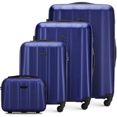 WITTCHEN Stabiler Reisekoffer Koffer-Set 4tlg. Trolley Material polycarbonat 4 Lenkrollen Zahlenschloss Blau
