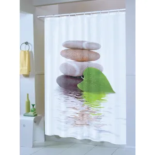 MSV Anti-Schimmel Duschvorhang - Anti-Bakteriell, waschbar, wasserdicht, Polyester, 180x200cm Lingga Weiß