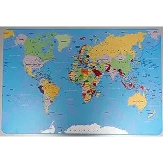 Schreibtischunterlage Weltkarte, Landkarte, Erde 40 x 60 cm abwischbar