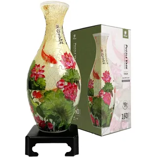 Pintoo 3D Puzzle Blumenvase - Carp with Lotus, Zauberhafte Geschenkidee für stilvolle Heimdekoration, 160 Teile, DIY Bastelset, Valentinstag, Weihnachten [S1024]