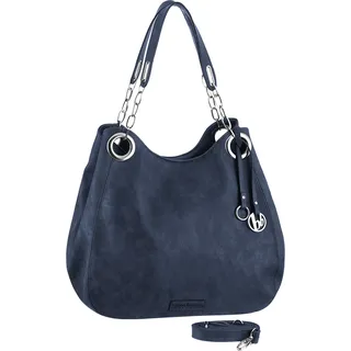 Henkeltasche BRUNO BANANI, Damen, Gr. B/H/T: 34cm x 30cm x 16cm, blau, Lederimitat, Taschen Henkeltasche, mit Schmuckanhänger und silberfarbenen Details, Topseller