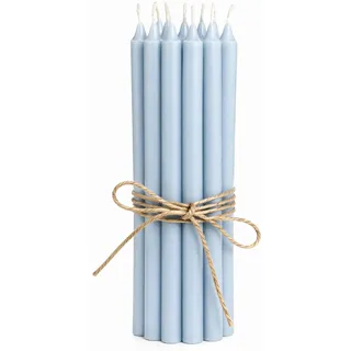 12er Pack dünne Stabkerzen H:20 cm Ø:1,3 cm div. Farben Brenndauer 2,5 Stunden;Staubig Blau
