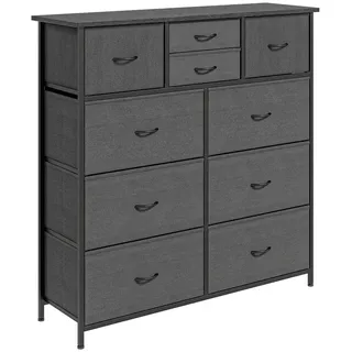 Homcom Kommode, Aufbewahrungsschrank mit 10 Faltbaren Stoffschubladen, Sideboard im Modern-Stil für Wohnzimmer, Schlafzimmer, Stahl, Schwarz