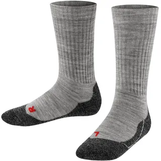 Falke Kinder Socken Active Warm SO Wolle Funktionsmaterial dick atmungsaktiv 1 Paar, Grau 27-30