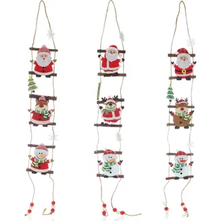COM-FOUR COM-FOUR® 3X Hängedeko für Weihnachten - Hängefiguren aus Filz - Schneemann, Weihnachtsmann und Rentier zum Aufhängen an Wand und Fenster (3 Stück - Hängedeko)