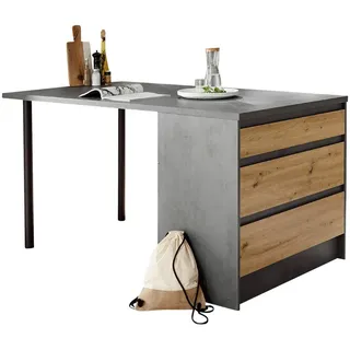 Mid.you Kücheninsel , Anthrazit, Eiche Artisan , Holzwerkstoff , 3 Schublade(n) Schubladen , nur wie online abgebildet bestellbar , 180x91x90 cm , Küchen, Küchenzeilen & Küchenblöcke, Küchenzeilen