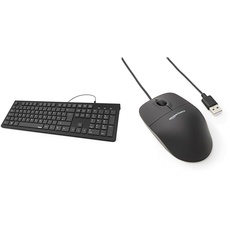 Hama Tastatur mit Kabel (kabelgebundene Tastatur & Amazon Basics - Optische Maus mit 3 Tasten und USB-Anschluss für Windows und Mac OS X, 1 Stück, Schwarz