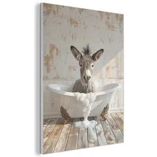 MuchoWow Akustikbild Esel - Tiere - Badewanne - Schaumstoff Wanddeko 70x100 cm , Weiß , Kunststoff , Rechteckig , 70x100x0.9 cm , Tapeten & Wandverkleidungen, Akustikpaneele