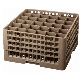 Bartscher Gläserkorb, 36 Fächer, braun, Stapelbarer Spülmaschinenkorb für gute Spülergebnisse, Abmessung: 500 x 500 x 266 mm