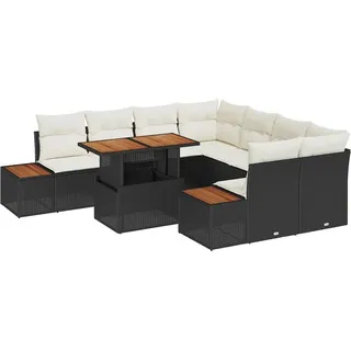 vidaXL Gartensofa-set 9 Stk. Schwarz Poly-Rattan - Schwarz