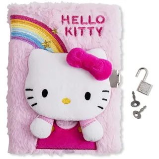 Kids Licensing Hello Kitty Mädchen 3D Secret Diary mit Schloss A5 liniert Plüsch Notizbuch für Schule