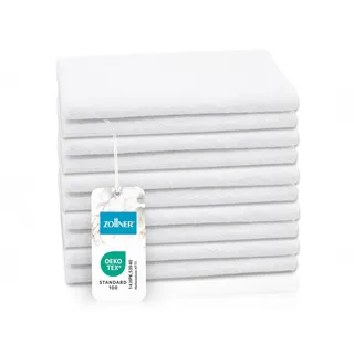 ZOLLNER 10er Set Gästehandtücher - kleine und Flauschige Handtücher in 40x60 cm - waschbar bis 95°C - Baumwolle - in weiß - Hotelqualität - Oeko Tex® Zertifiziert