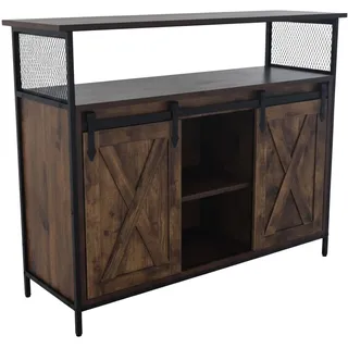 Relaxdays Sideboard mit Schiebetüren, braun/schwarz
