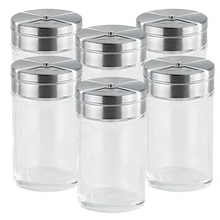 Rosenstein & Söhne Vorratsgläser: 6-teiliges stilvolles Gewürzstreuer-Set aus Glas (Gewürzbehälter Glas, Streuer, leer)