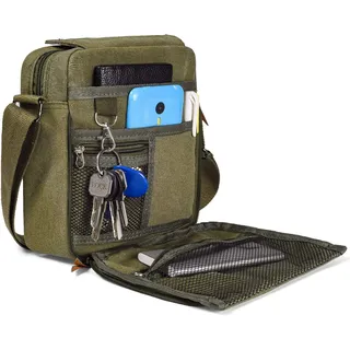 dealcase Kleine Kuriertasche für Herren, aus Leinen, lässige Umhängetasche, Brusttasche, Reisetasche, mehrere Taschen
