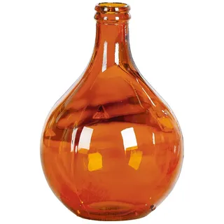 GILDE Vase Cordoba aus Glas - rund - glänzend - orange - Höhe 43cm x Ø 29cm - mit Muster - wasserdichte Blumenvase