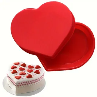 trabag Silikon Backform Herz - Kuchenform Herz 20cm, Herzform aus Silikon Backform, Silikon Herzbackform für Herzkuchen, Pudding, Antihaft Kuchenform Herzform für Valentinstag & Muttertag