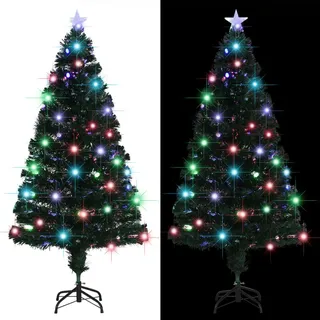 Künstlicher Weihnachtsbaum mit Ständer/LED 150 cm Fiberoptik - Grün