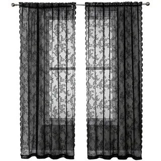 Retro Blumenmuster-Glas-Storen 100 x 200 cm - Transparents Blumen-Design-Velvet-Set - Umweltfreundliche Rosenmuster-Stoff-Design - Für Schlafzimmer, Wohnzimmer Dekoration & Raumgestaltung - 2-teiliges Set