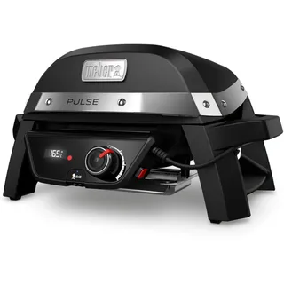 Weber Pulse 1000 Elektro Grill, 41 x 31cm Grillfläche, Temperaturen über 300°C, Digitaler Temperaturregler & Thermometer, Porzellanemaillierter Guss-Grillrost - Schwarz (81010079)
