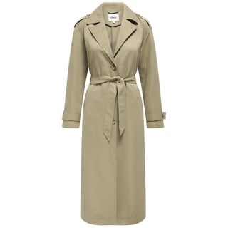 ONLY Damen Langer Trench Coat | Eleganter Basic Übergangs Mantel | Einreihig Longline mit Gürtel ONLLINE, Farben:Beige-2, Größe:L