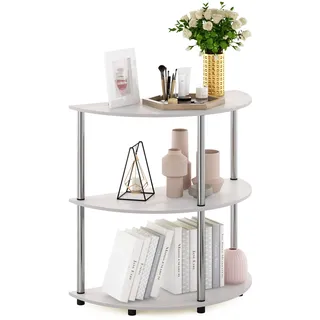 Furinno Frans Turn-N-Tube Halbrunder Konsolentisch, Weiße Eiche, 79(W) x 78.1(H) x 39.5(D) cm