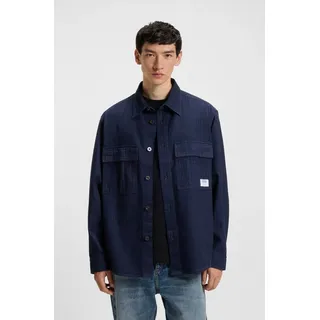 HUGO BOSS HUGO Blue Langarmhemd »Ebargo« Kentkragen, oversize fit, Denim-Optik