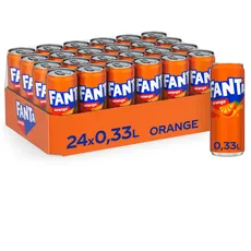 Fanta Orange , Super frische Limonade mit Orangengeschmack und Spaß-Garantie in coolen Dosen , 24 x 330 ml Dose