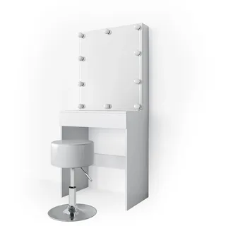 Vicco Schminktisch Melle Weiß 68 cm mit LED Beleuchtung und LED-Lichterkette