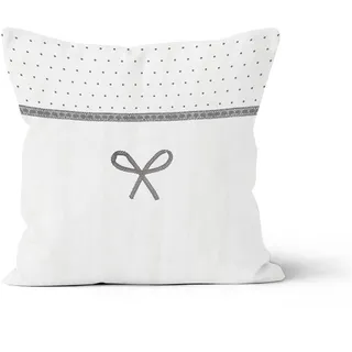 Soleil d'ocre, Kissen aus Baumwolle, Bestickt, 40 x 40 cm, Weiß