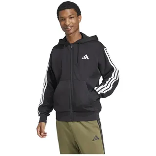 adidas Essentials 3 Stripes Fleece Reißverschlusspullover Herren Schwarz/Weiß 3XL