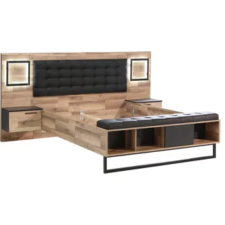 FORTE Bettanlage »Sirius Crown« mit LED-Beleuchtung und Polsterkopfteil, braun