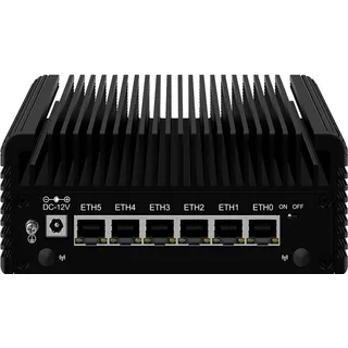 ROUAFWIT Micro Firewall N150 Fanless Mini PC, DDR5 8GB RAM 128GB SSD Router Appliance Computer, Support OS, OPNsense, 6 x 2.5Gbe i226-V Ethernet, TF, Type C, AES-NI