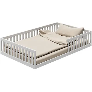 Kids Collective Jugendbett Bodenbett 120 x 200 cm Kiefer massiv weiß